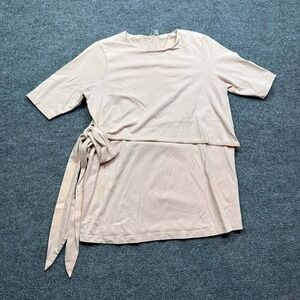 ASOS Tie Waist Tunic Top Womens 4 Light Pink Short Sleeve Casual Blouse Shirt‎